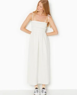 Pimkie Toute La Collection|Robe^Robe Longue Avec Smocks Motif Rayures -