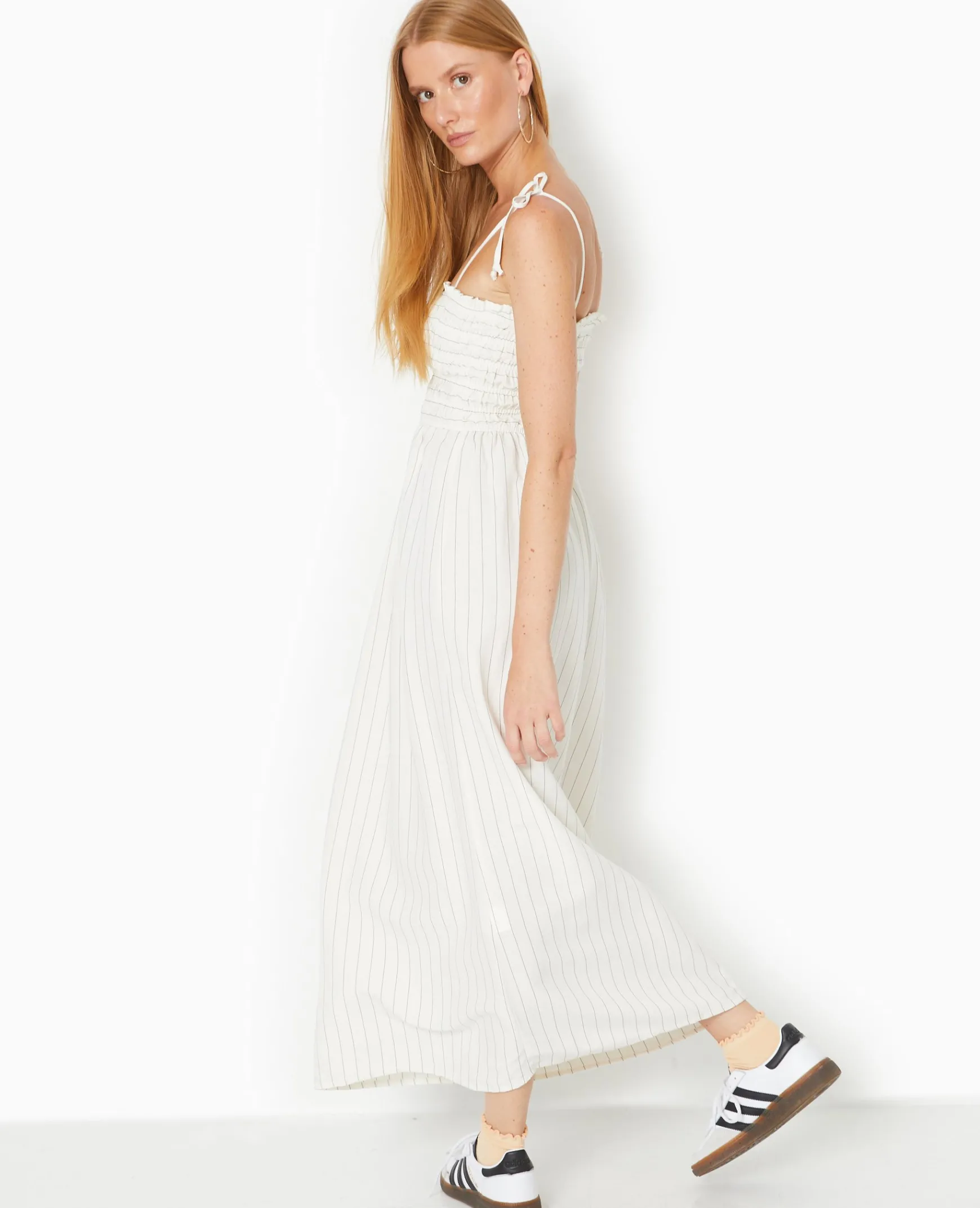Pimkie Toute La Collection|Robe^Robe Longue Avec Smocks Motif Rayures -
