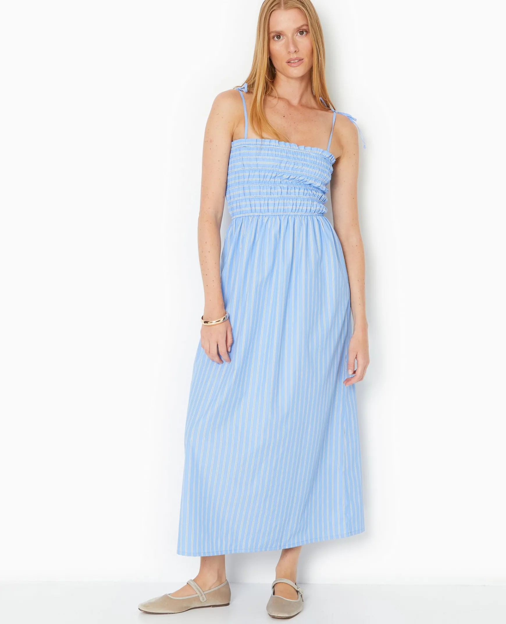Pimkie Toute La Collection|Robe^Robe Longue Avec Smocks Motif Rayures -