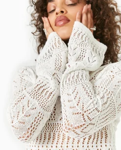 Pimkie Robe^Robe Longue En Crochet Avec Dos-nu - Blanc