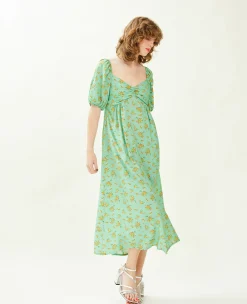 Pimkie Robe^Robe Midi Manches Ballons Motifs Fleurs -