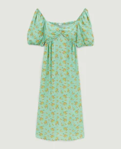 Pimkie Robe^Robe Midi Manches Ballons Motifs Fleurs -