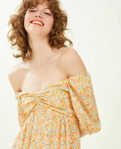Pimkie Robe^Robe Midi Manches Ballons Motifs Fleurs -