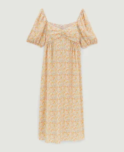 Pimkie Robe^Robe Midi Manches Ballons Motifs Fleurs -