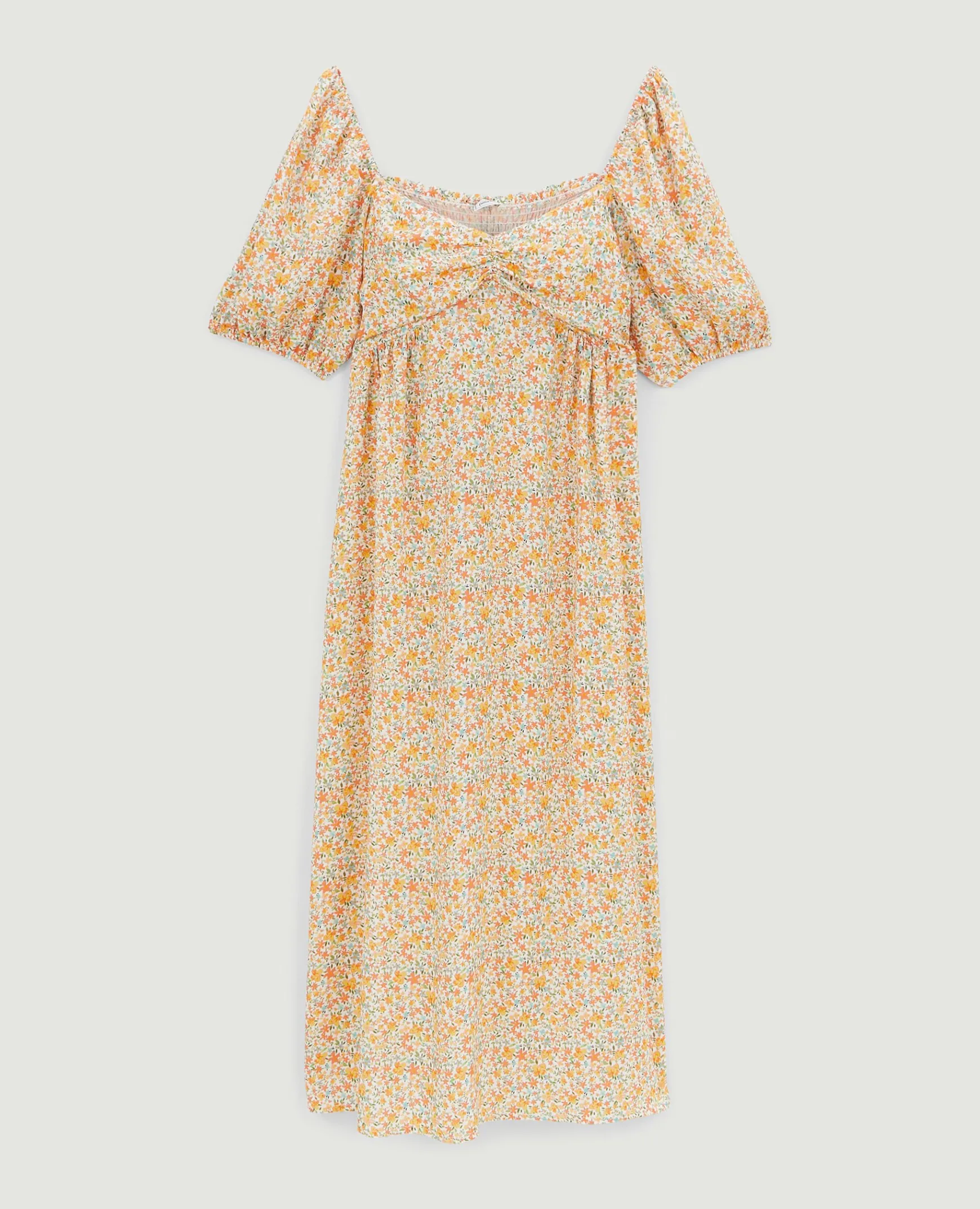 Pimkie Robe^Robe Midi Manches Ballons Motifs Fleurs -