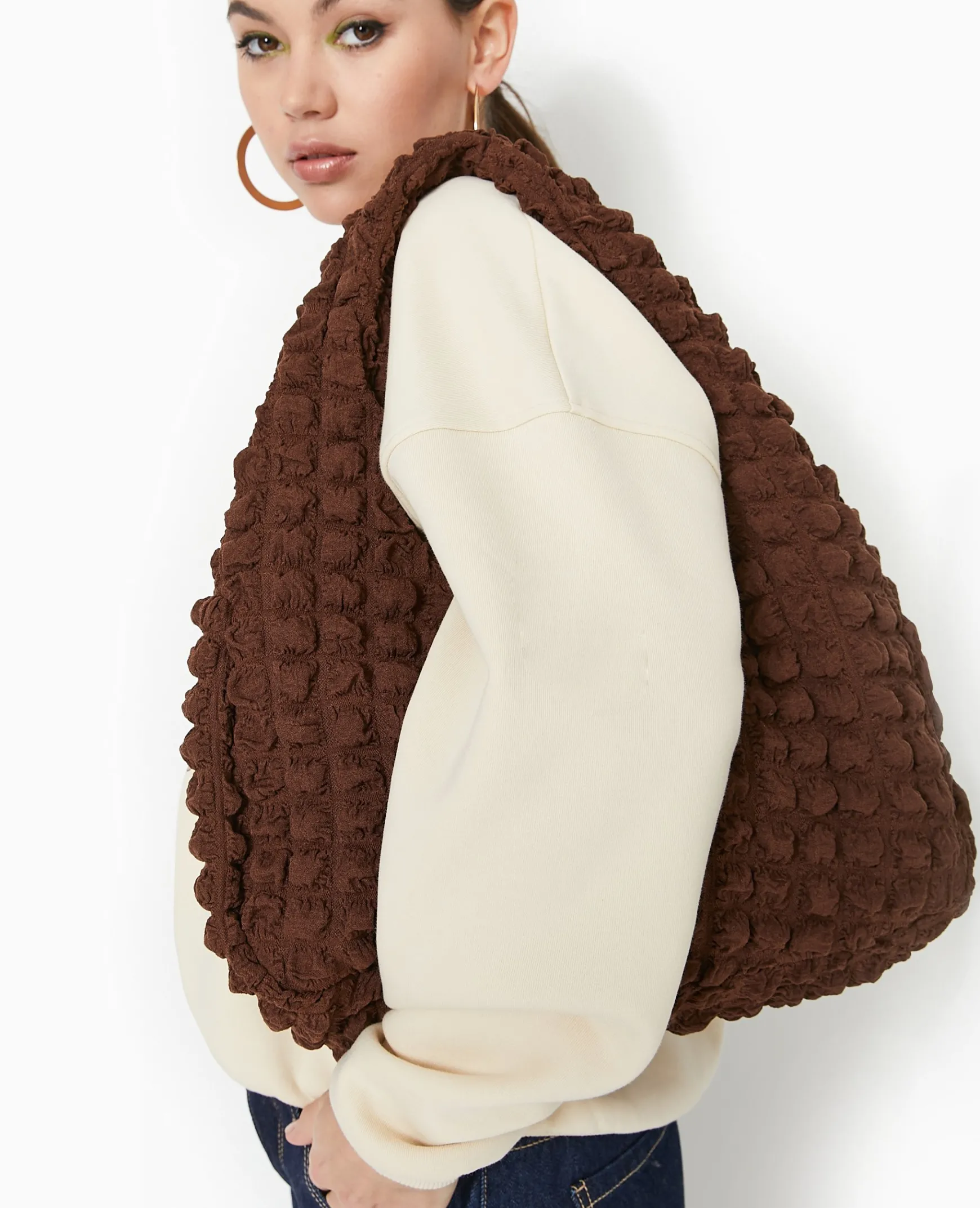 Pimkie Sac^Sac Forme Lune En Tissu Reliéfé -
