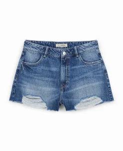 Pimkie Toute La Collection|Pimkie Positive^Short En Jean Coupé Effet Destroy -