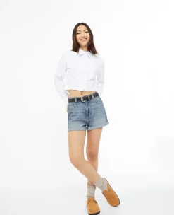 Pimkie Pimkie Positive|Short^Short En Jean Loose Taille Haute Bas Roulottés -