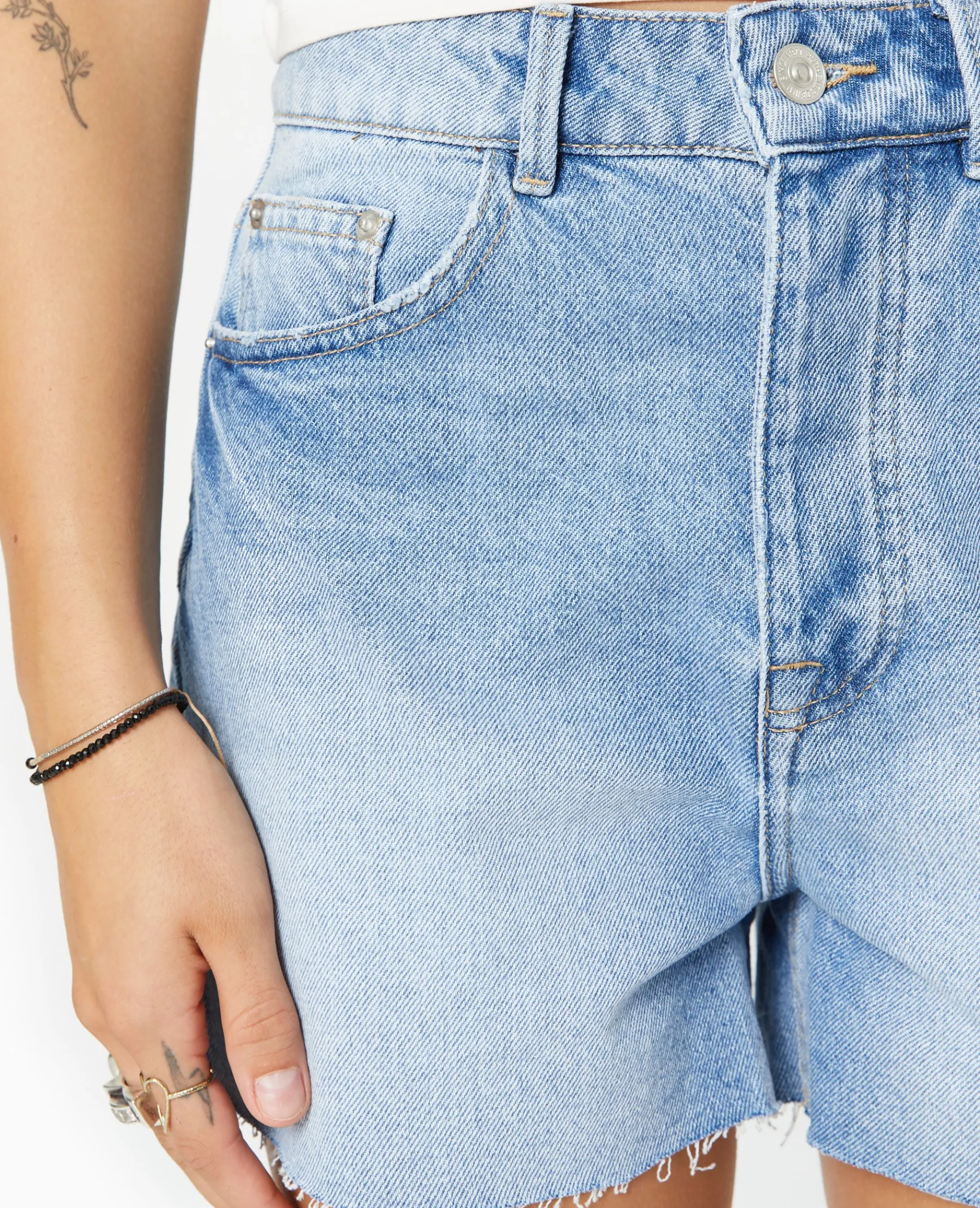 Pimkie Short|Jean^Short En Jean Taille Haute Bas Coupés -