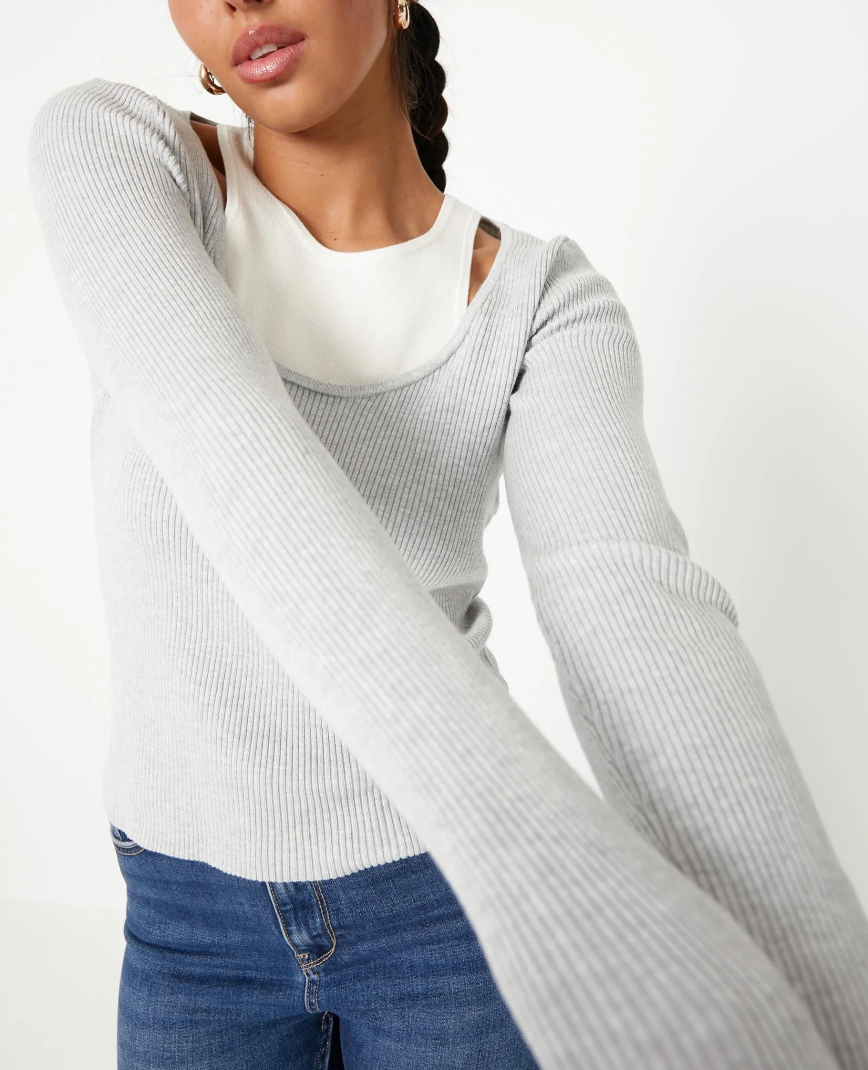 Pimkie Pull Et Gilet^Top 2 En 1 En Maille Côtelée -