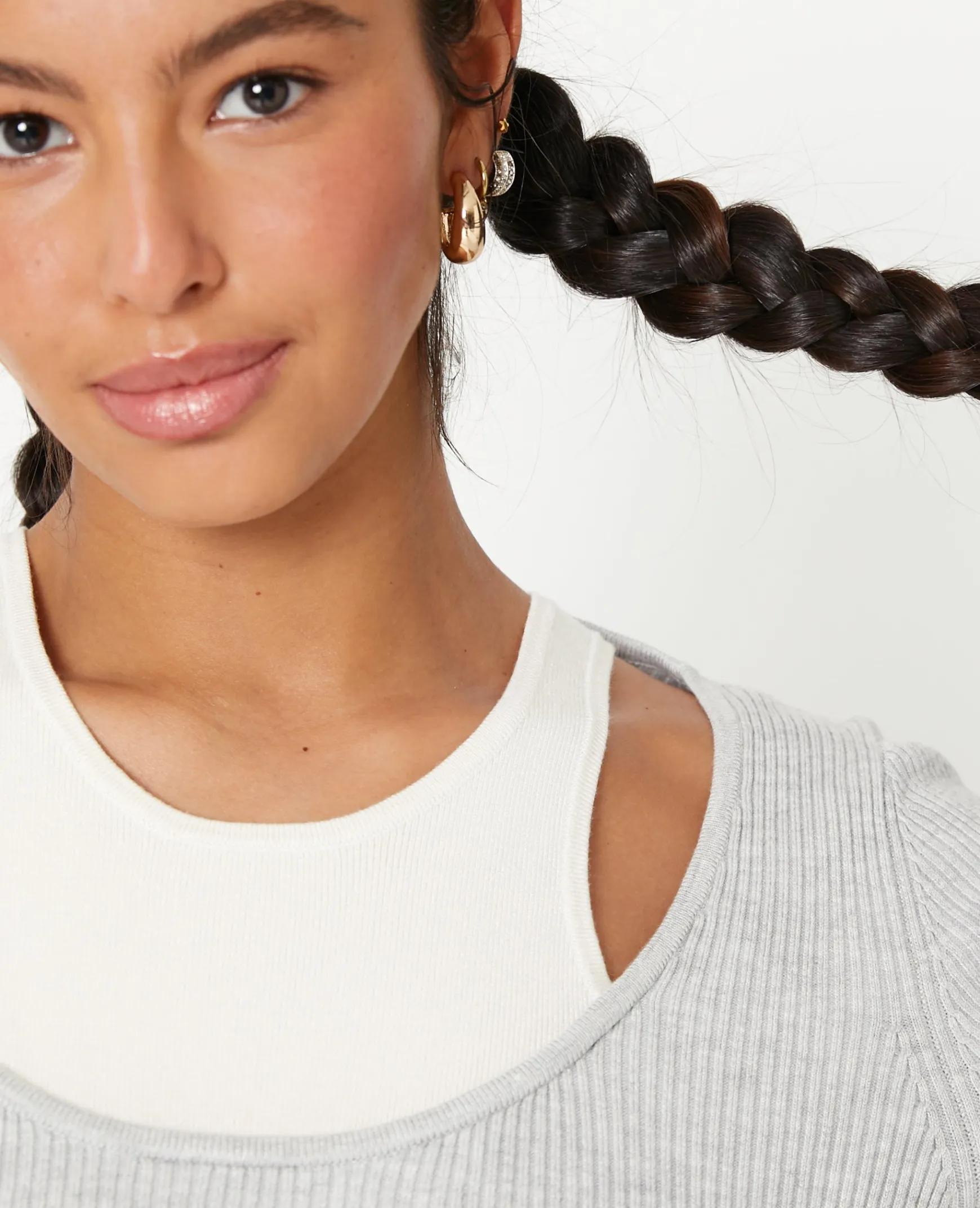Pimkie Pull Et Gilet^Top 2 En 1 En Maille Côtelée -