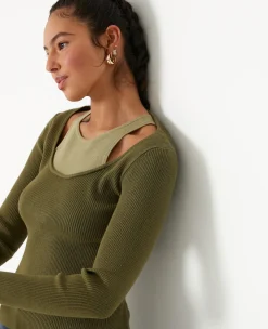 Pimkie Pull Et Gilet^Top 2 En 1 En Maille Côtelée -