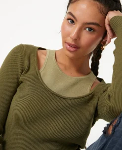Pimkie Pull Et Gilet^Top 2 En 1 En Maille Côtelée -