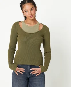 Pimkie Pull Et Gilet^Top 2 En 1 En Maille Côtelée -