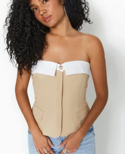 Pimkie Chemise Et Blouse|T-Shirt Et Top^Top Bustier Avec Revers -