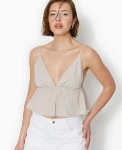 Pimkie Chemise Et Blouse|T-Shirt Et Top^Top Court à Bretelles En Gaze De Coton -
