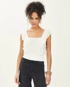 Pimkie Chemise Et Blouse^Top Court Avec Dentelle Et Plumetis -