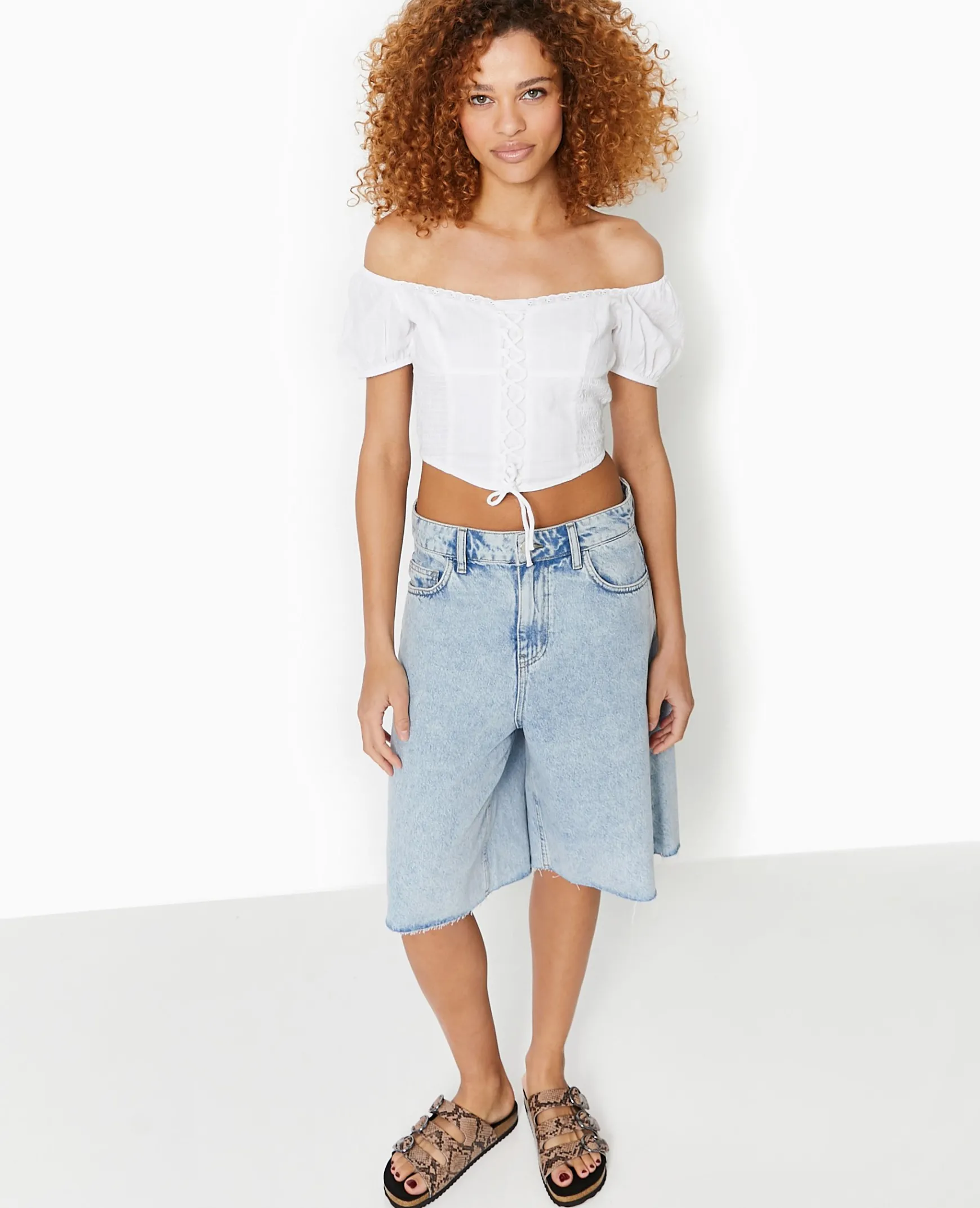 Pimkie Chemise Et Blouse|T-Shirt Et Top^Top Court Avec Laçage Et Smocks -