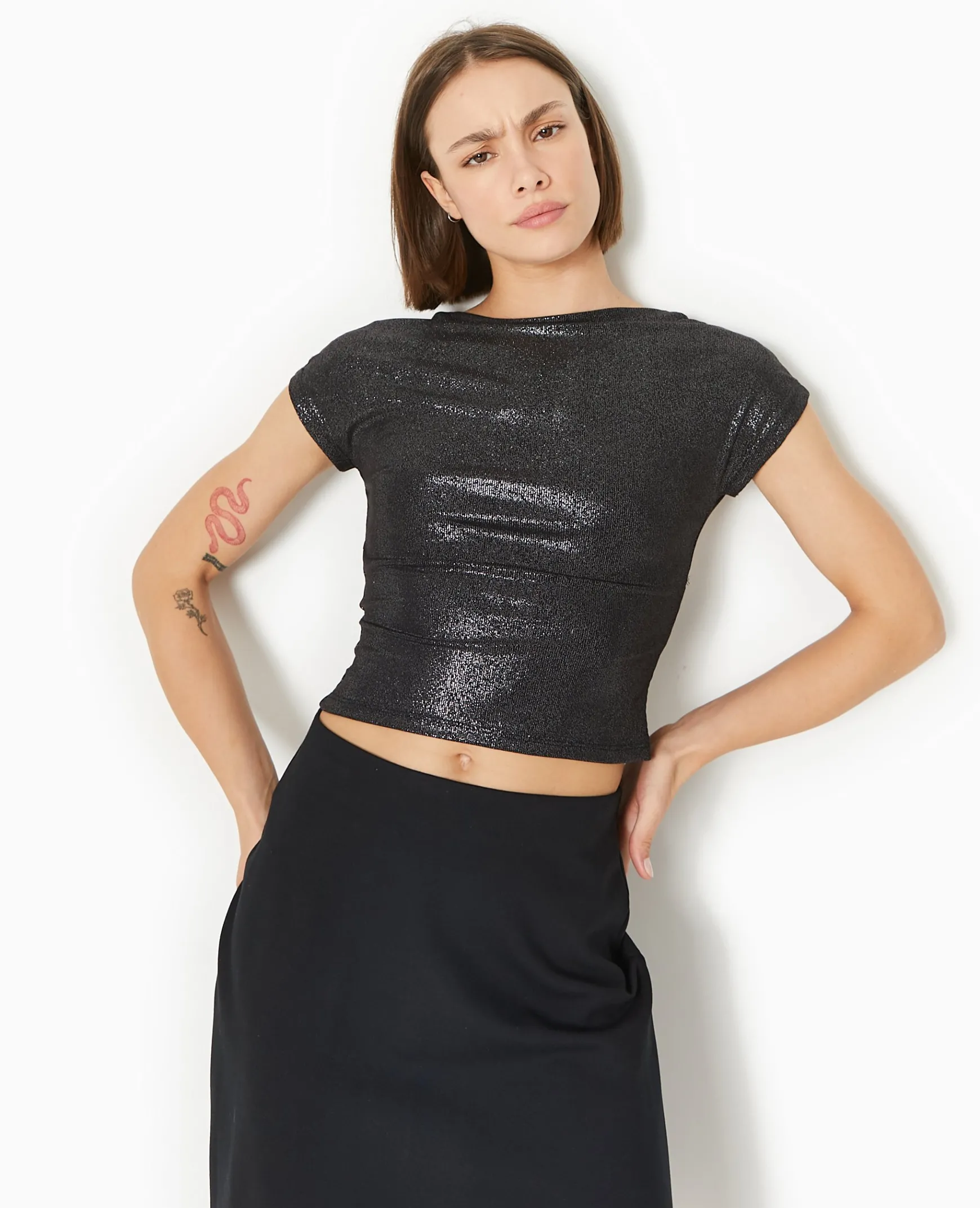 Pimkie T-Shirt Et Top^Top Court En Maille Brillante Avec Dos Ouvert -