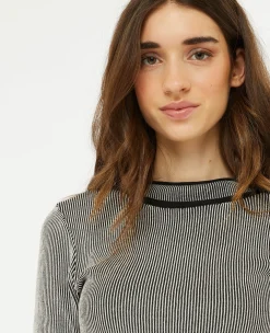 Pimkie Ensembles|Pull Et Gilet^Top Court En Maille Côtelée Effet Rayée -