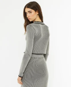 Pimkie Ensembles|Pull Et Gilet^Top Court En Maille Côtelée Effet Rayée -