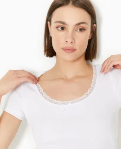 Pimkie Toute La Collection|T-Shirt Et Top^Top Court En Maille Côtelée Avec Dentelle -