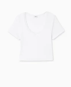 Pimkie Toute La Collection|T-Shirt Et Top^Top Court En Maille Côtelée Avec Dentelle -