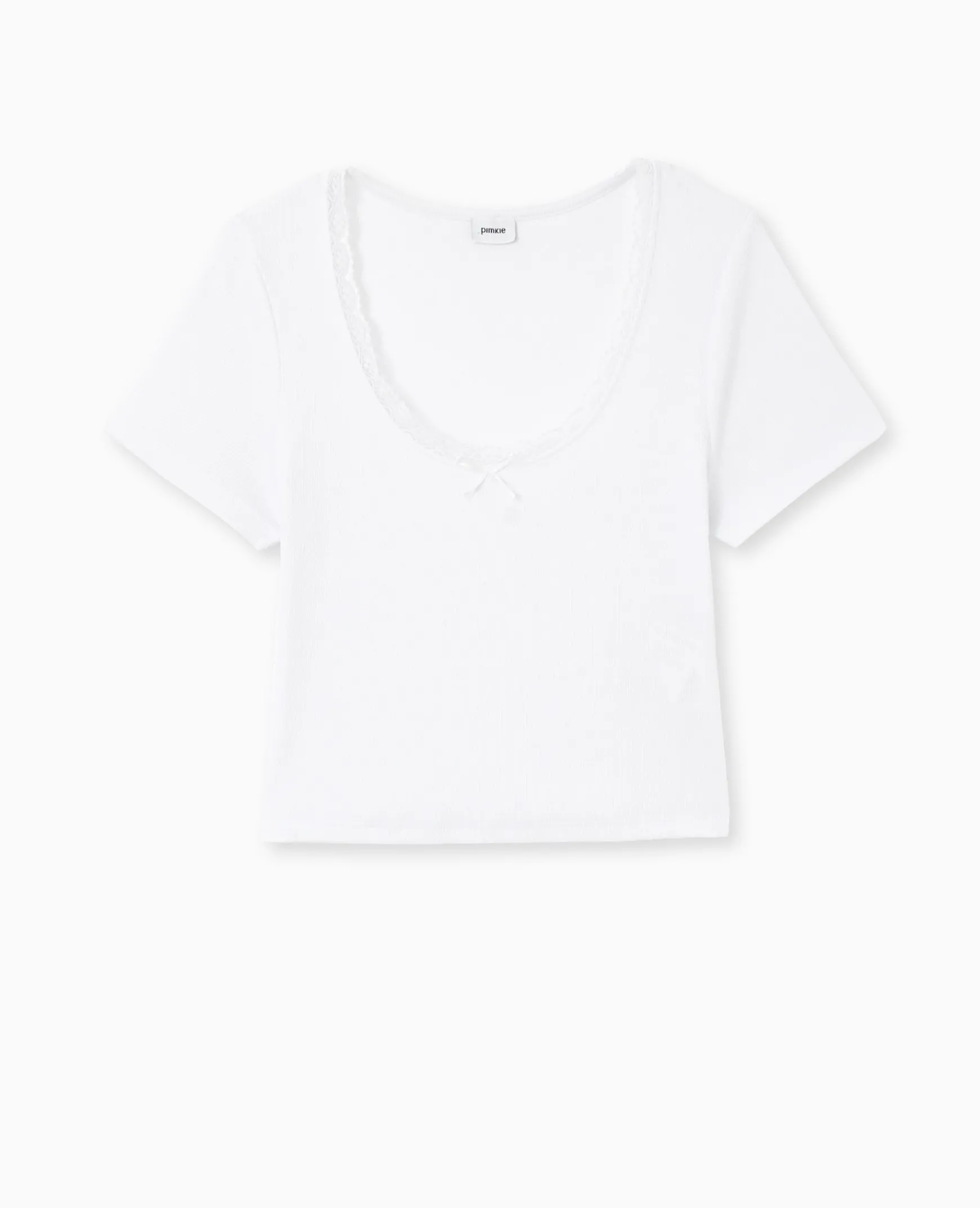 Pimkie Toute La Collection|T-Shirt Et Top^Top Court En Maille Côtelée Avec Dentelle -