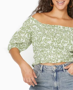 Pimkie Toute La Collection|Chemise Et Blouse^Top Court Encolure Bardot Motif Fleurs -