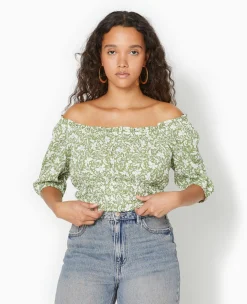 Pimkie Toute La Collection|Chemise Et Blouse^Top Court Encolure Bardot Motif Fleurs -