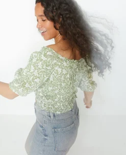 Pimkie Toute La Collection|Chemise Et Blouse^Top Court Encolure Bardot Motif Fleurs -
