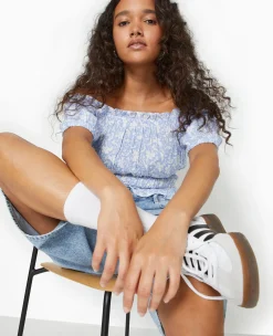 Pimkie Toute La Collection|Chemise Et Blouse^Top Court Encolure Bardot Motif Fleurs -