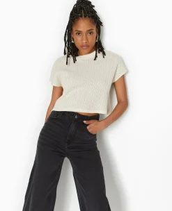 Pimkie T-Shirt Et Top^Top Court Sans Manches En Maille Ajourée - Blanc