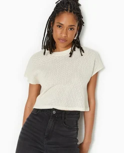 Pimkie T-Shirt Et Top^Top Court Sans Manches En Maille Ajourée - Blanc