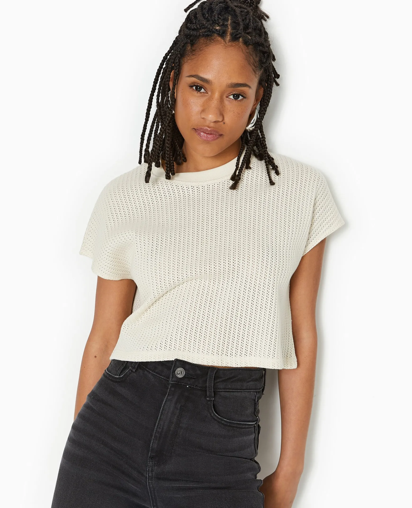 Pimkie T-Shirt Et Top^Top Court Sans Manches En Maille Ajourée - Blanc