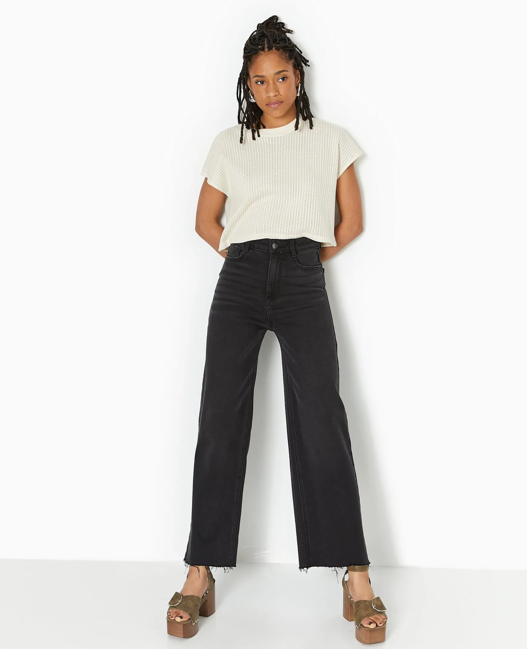 Pimkie T-Shirt Et Top^Top Court Sans Manches En Maille Ajourée - Blanc