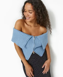 Pimkie Pull Et Gilet|Toute La Collection^Top Court Zippé Avec Encolure Bardot -