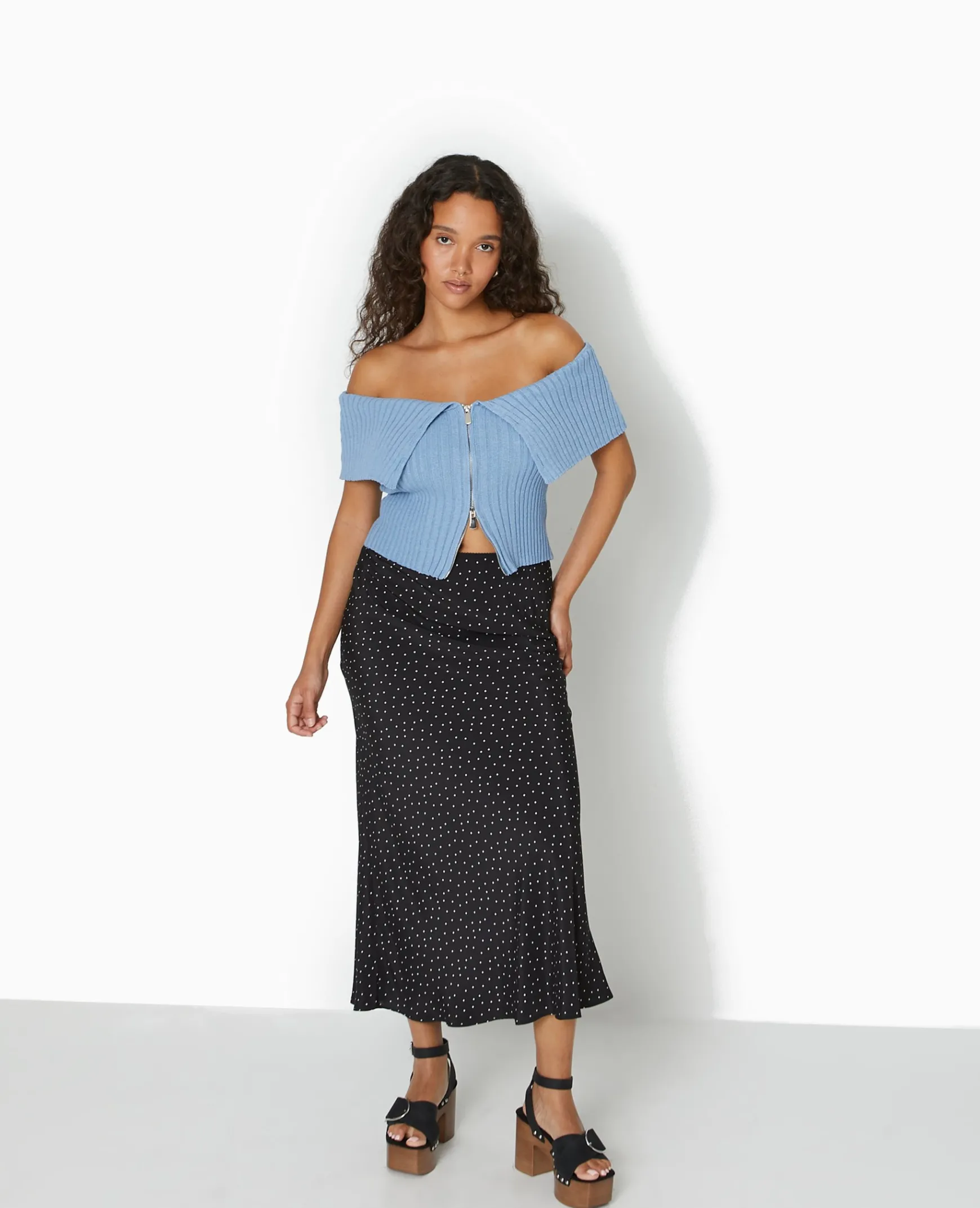 Pimkie Pull Et Gilet|Toute La Collection^Top Court Zippé Avec Encolure Bardot -