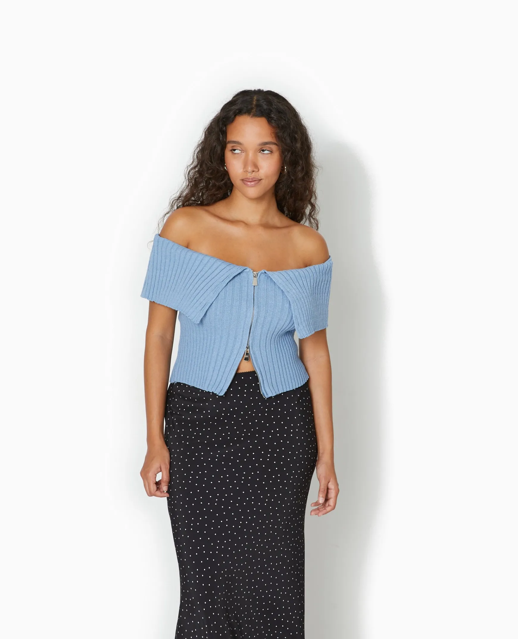 Pimkie Pull Et Gilet|Toute La Collection^Top Court Zippé Avec Encolure Bardot -