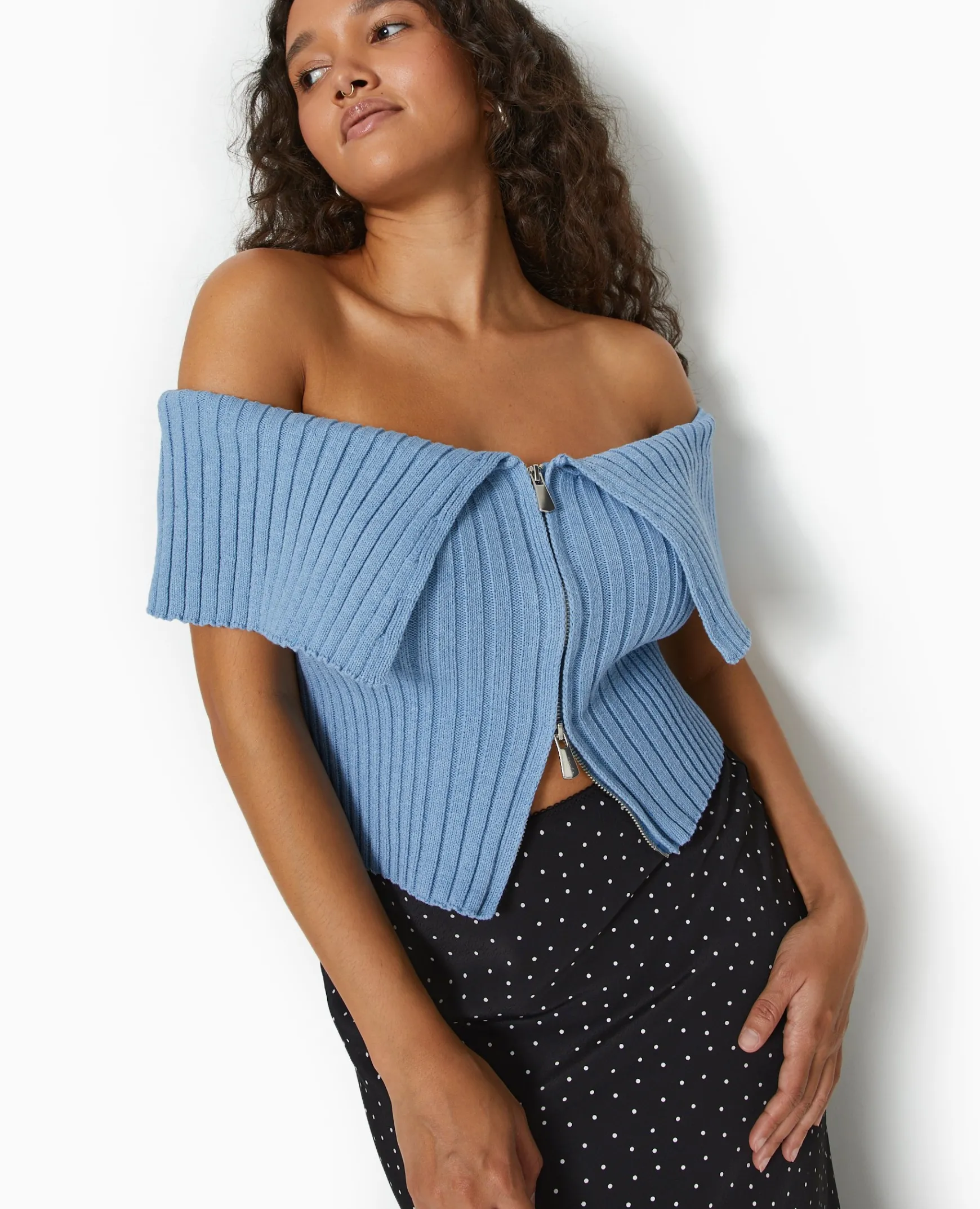 Pimkie Pull Et Gilet|Toute La Collection^Top Court Zippé Avec Encolure Bardot -