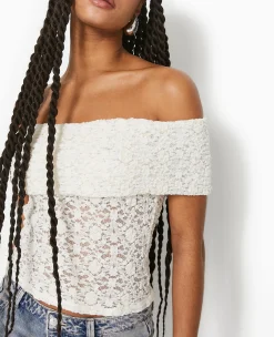 Pimkie T-Shirt Et Top^Top En Dentelle Encolure Bardot -