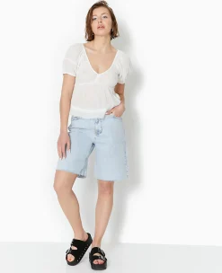 Pimkie Chemise Et Blouse^Top En Tissu Léger Avec Dentelle Et Smock -