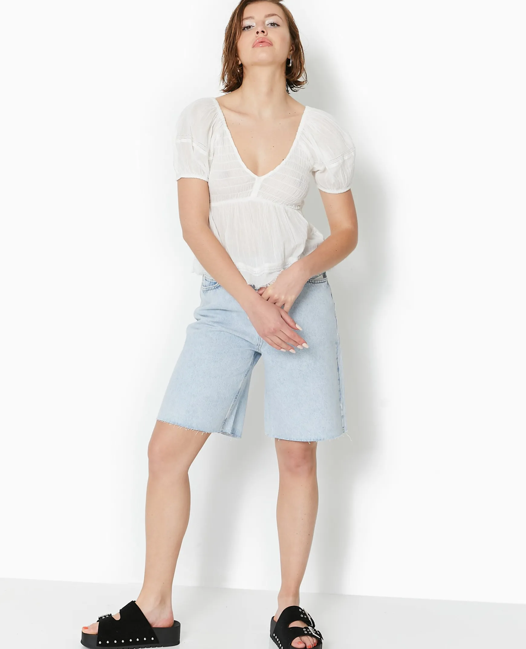 Pimkie Chemise Et Blouse^Top En Tissu Léger Avec Dentelle Et Smock -