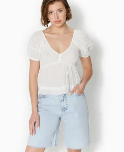 Pimkie Chemise Et Blouse^Top En Tissu Léger Avec Dentelle Et Smock -