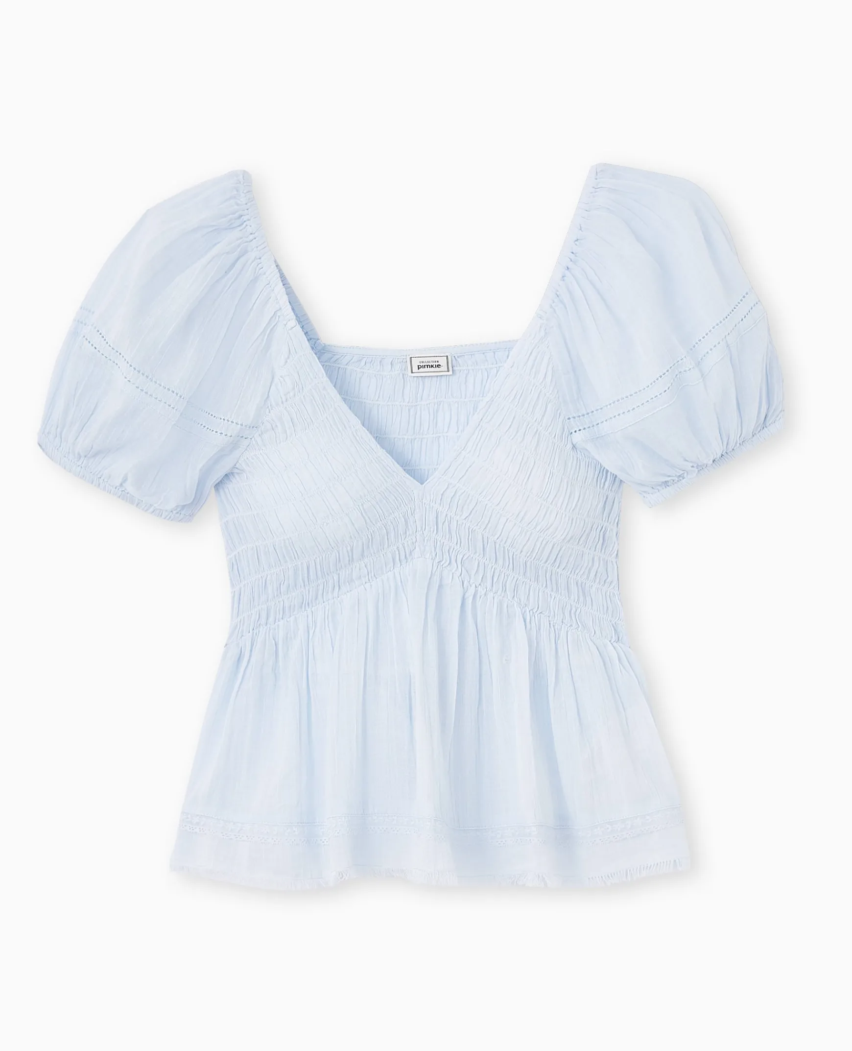 Pimkie Chemise Et Blouse^Top En Tissu Léger Avec Dentelle Et Smocks -