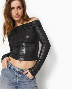 Pimkie Toute La Collection|T-Shirt Et Top^Top Encolure Bardot Avec Paillettes -