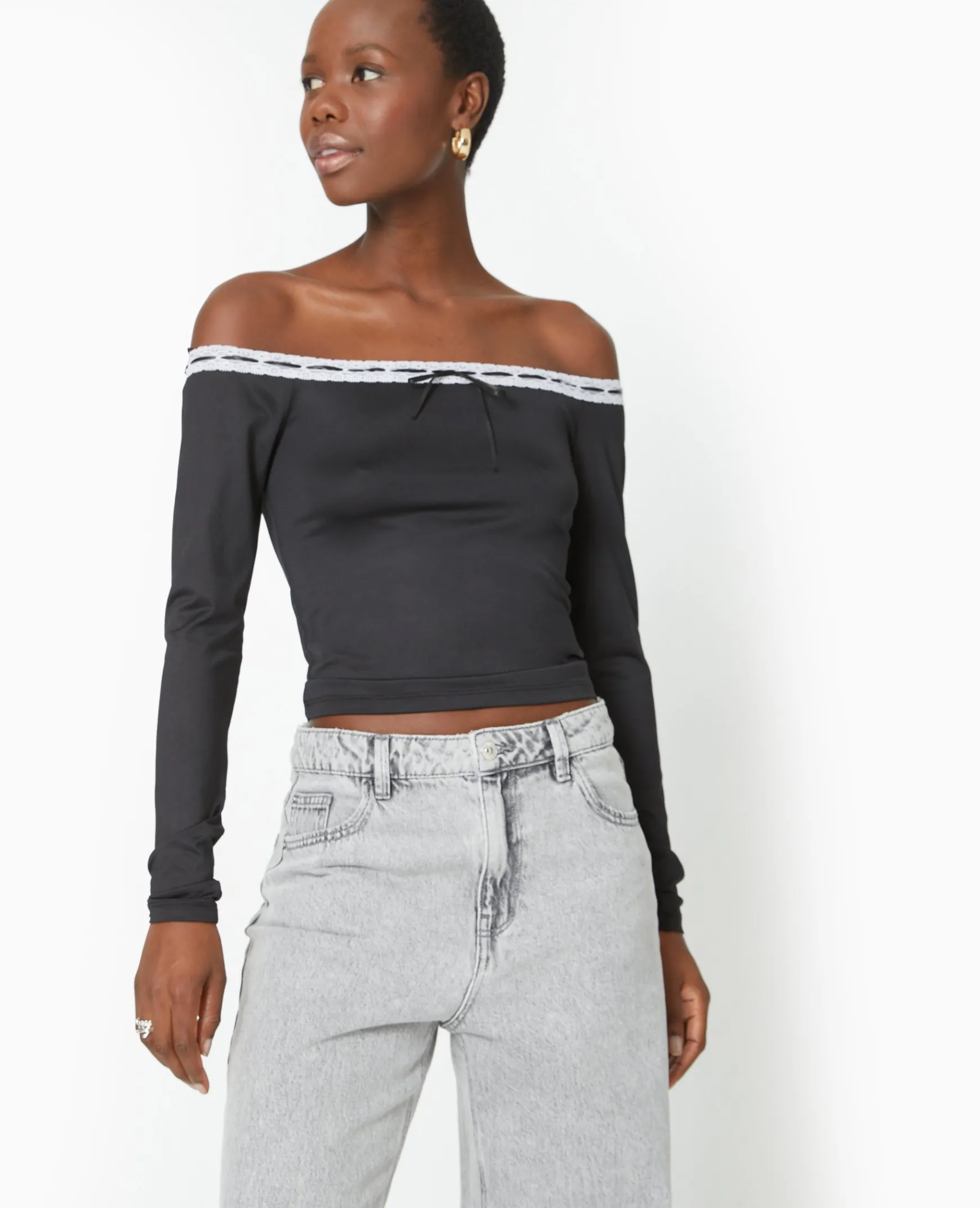 Pimkie Toute La Collection|T-Shirt Et Top^Top Encolure Bardot Avec Noeud Contrasté -
