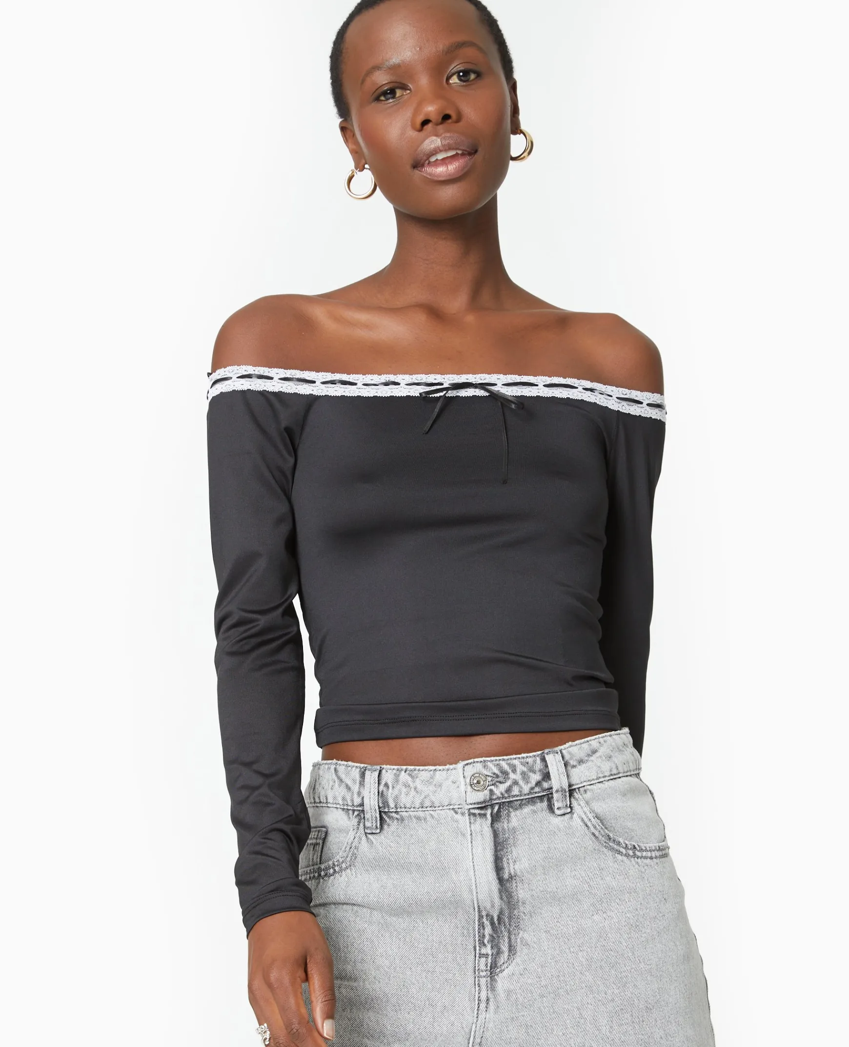 Pimkie Toute La Collection|T-Shirt Et Top^Top Encolure Bardot Avec Noeud Contrasté -