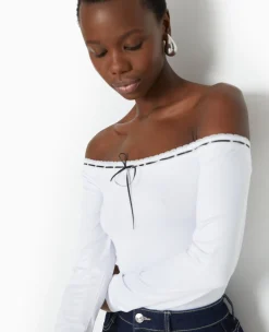 Pimkie Toute La Collection|T-Shirt Et Top^Top Encolure Bardot Avec Noeud Contrasté -