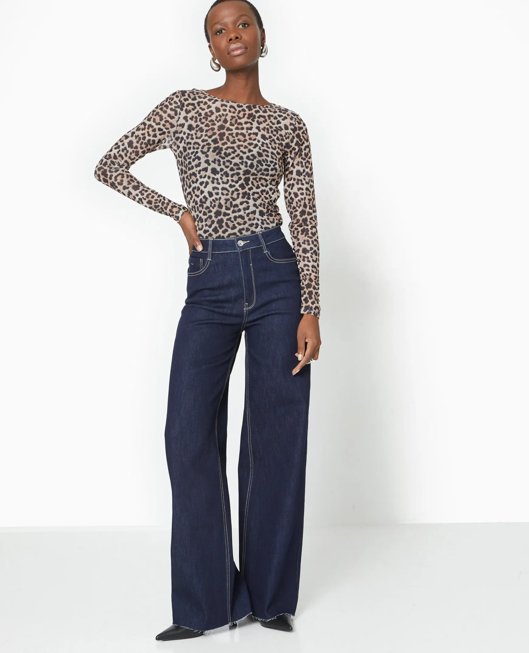 Pimkie Toute La Collection|T-Shirt Et Top^Top Manches Longues En Résille Motif Léopard -